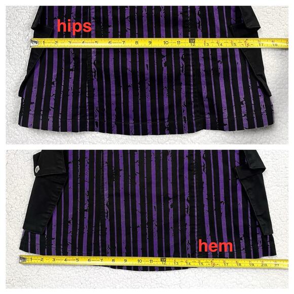 Lip Service Ghoul School Fright Night Out Striped Purple Black Mini Dress Goth - Picture 14 of 16